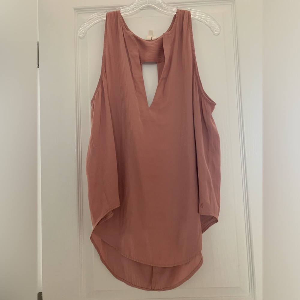 Treasure & Bond Light Pink Dusty Rose V-Neck Sleeveless Tunic Open Back Size Lg